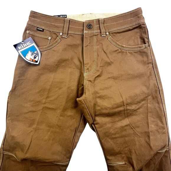 Kuhl Rydr Pants Men's 30x32 Brown Dark Khaki Articulated Knees Cargo Hiking NEW
